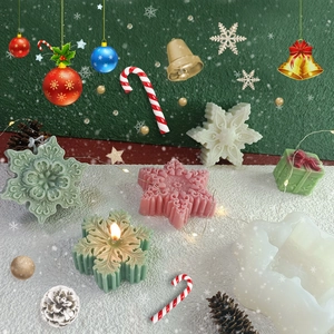 Christmas Snowflake Tree Gingerbread Man Silicone Mold DIY Handmade Candle Soap Chocolate Fondant Baking Tools Food Grade