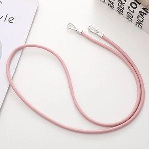 Pink leather 6mm crossbody phone strap with silver lobster clasps for mobile cases