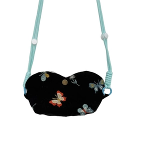Étui à lunettes portable brodé de papillons avec sangle réglable vert menthe