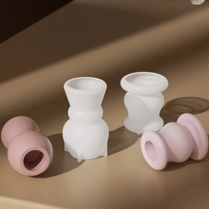 Detailed view of flexible geometric cylinder silicone molds for DIY resin candle holders