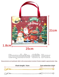 Détails du calendrier de l'avent avec dimensions de bracelet 16cm et spécifications