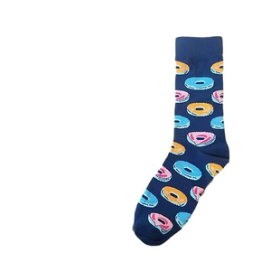 Chaussettes bleu marine à motifs donuts colorés avec bord-côte élastique détaillé