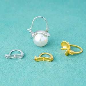 S925 sterling silver hoop earrings with gold plating for pearl DIY jewelry making