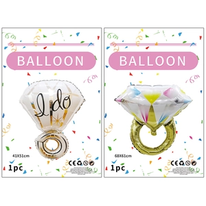 Wedding foil diamond ring balloons with 'I do' print for engagement party decoration