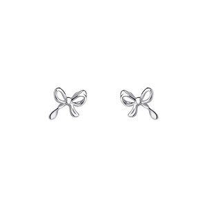 Elegant bow-knot silver stud earrings for women with minimalist butterfly design
