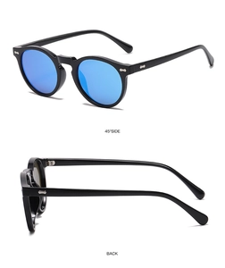Detailansicht des 45-Grad-Seitenwinkels und der Rückseite der Retro-Kinder-Sonnenbrille