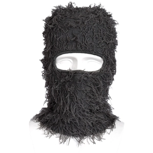 Dark gray long plush knitted balaclava mask for winter warmth and party fun