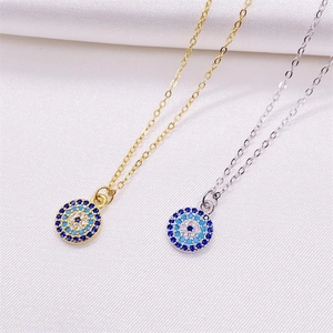 Evil Eye Pendant Necklace 925 Sterling Silver Blue White Zirconia Adjustable Clavicle Chain Minimalist Jewelry For Women