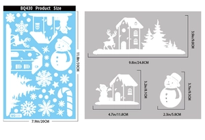 Guide des tailles des stickers de Noël avec motifs de bonhomme de neige et de renne