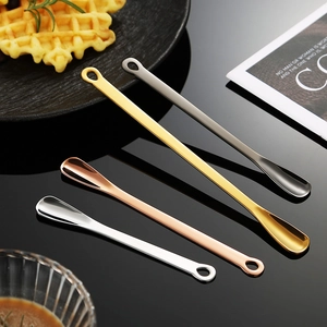 Set of four 304 stainless steel dessert spoons in gold, silver, rose gold and gunmetal