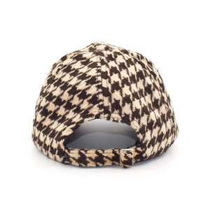 Casquette de baseball en peluche pied-de-poule marron et beige avec boucle réglable