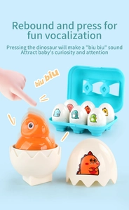 Detail showing interactive rebound and press dinosaur egg toys with sound function