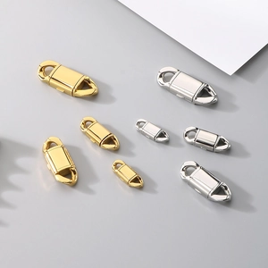 Detailed collection of gold and silver stainless steel foldover clasps in various sizes