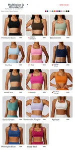 Griglia con quattordici vivaci opzioni di colore per il reggiseno sportivo da yoga a forte impatto
