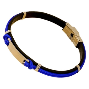 Bracelet tressé en cuir pour homme avec fermoir ancre en acier inoxydable doré sur blanc