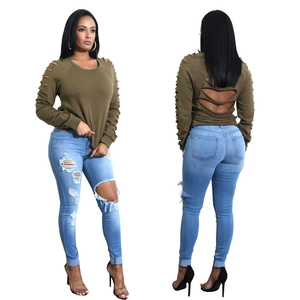 Jeans Skinny Strappati Donne Denim Alta Elasticità Pantaloni A Matita Streetwear Sexy Vestibilità Aderente Pantaloni Lunghi