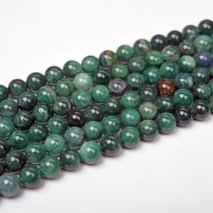 Natural round green mica stone beads with unique textures for DIY jewelry making