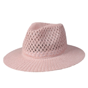 Chapeau de paille Panama rose tissé classique pour femmes avec large bord pour le soleil