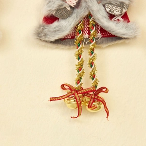 Christmas tree hanging ornament featuring fabric base and golden bells with woven cords