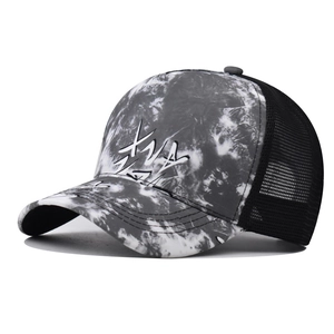 Tie-Dye Baseball Cap Mesh Back Trucker Hat Breathable Adjustable Snapback Graffiti Print Streetwear Outdoor For Men Women
