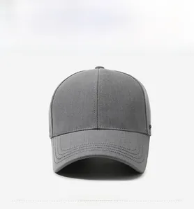 Front view of dark grey baseball cap showing twill fabric texture and stitched brim