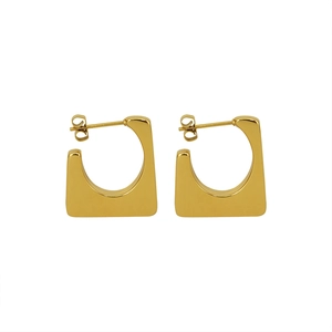 Minimalist 18K gold plated trapezoid geometric C-shape earrings for women