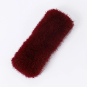 Winter plush faux fur headband in burgundy red, soft warm accessory on white background