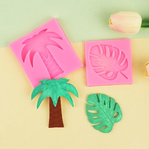 Set stampi in silicone rosa con palma tropicale e foglia di monstera per decorazione