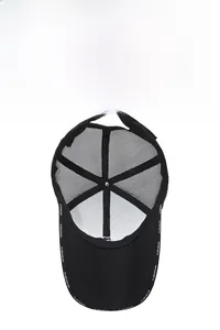 Detailed inner view of black mesh baseball cap showing VESPORTS logo on the sweatband