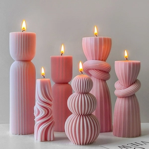 Knot Column Silicone Mold 3D Striped Pillar Candle Making Tool DIY Handmade Craft Home Decoration Ornament