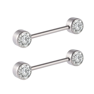 G23 titanium nipple rings with clear cubic zirconia barbell piercing jewelry set