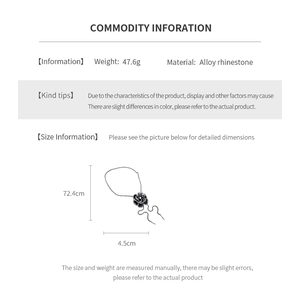 Detailed size guide for floral pendant necklace with dimensions and weight specs