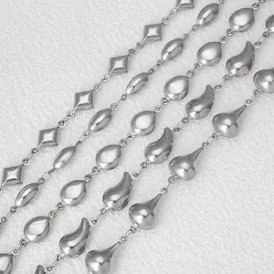 Stainless Steel DIY Jewelry Making Chain Geometric Teardrop Oval Rhombus Shapes For Necklace Bracelet