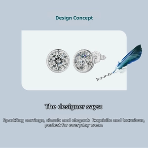 Macro view of sparkling round cut s925 silver stud earrings with facet details