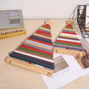 Rotating Wooden Christmas Tree Blocks Colorful Stackable Desktop Ornament Nordic Style Holiday Home Decor