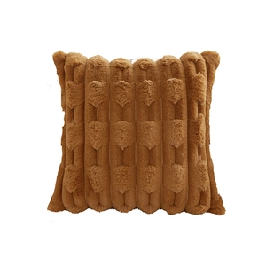 Brown PV velvet throw pillow with luxury textured bamboo pattern for sofa decor