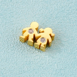 Pendentif doré garçon et fille avec cristaux pour bijoux et colliers DIY