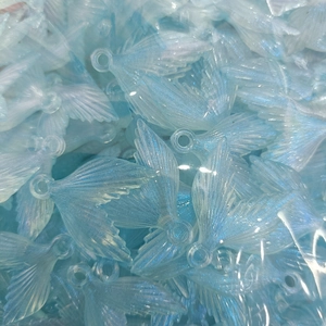 Bulk blue translucent glitter acrylic wing charms for DIY craft and keychain making
