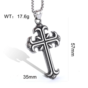 Detailed view showing dimensions and weight of this vintage silver cross necklace