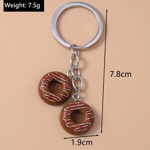 Detailed view of creative donut keychain with dimensions 7.8cm length and 7.5g weight