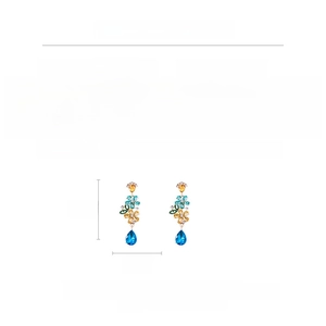 Detailed size and weight chart for luxury crystal flower tassel earrings in alloy