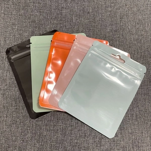 Colorful matte aluminum foil ziplock pouches with hanging holes for accessories packaging
