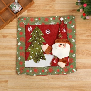 Christmas snowman pillow case with Santa 3D doll on a rustic wood background