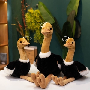 Simulation Ostrich Plush Toy Soft Stuffed Animal Bird Doll Home Decoration Children Birthday Gift With Hanging Rope Cute Long Neck