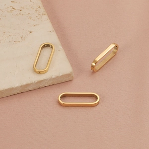 Oval Pendant Link Connectors 18K Gold Plated 304 Stainless Steel DIY Jewelry Findings Mirror Polished For Necklaces