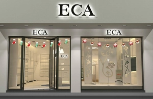 Detailed Christmas window stickers with Santa, snowman and stocking for retail store decor