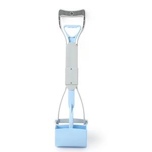 Long handle pooper scooper with serrated claw for hygienic pet waste removal