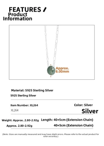 Specifications of S925 sterling silver necklace with green jade ring pendant and chain