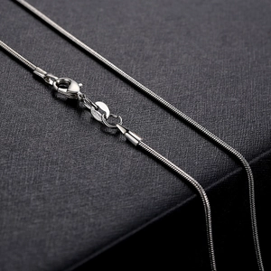 Polished 925 sterling silver 1mm snake chain necklace with lobster clasp and drop pendant