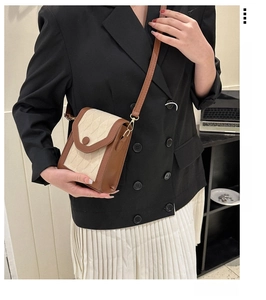 Sac à bandoulière rétro couleur contrastée élégant sac à main pour femmes téléphone